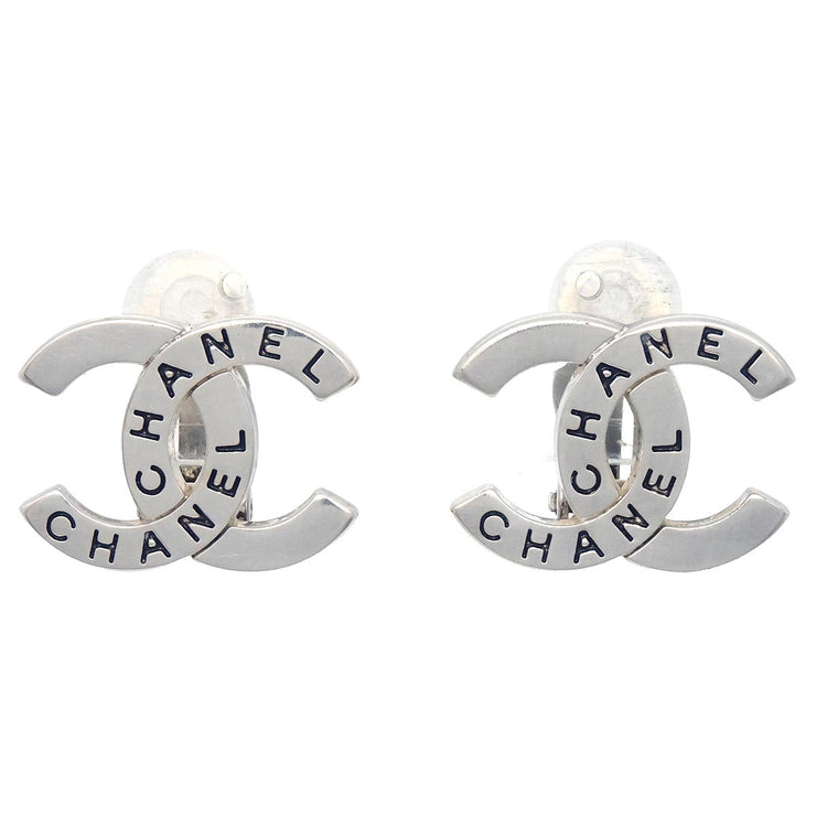 Chanel CC Earrings Clip-On Silver 98P