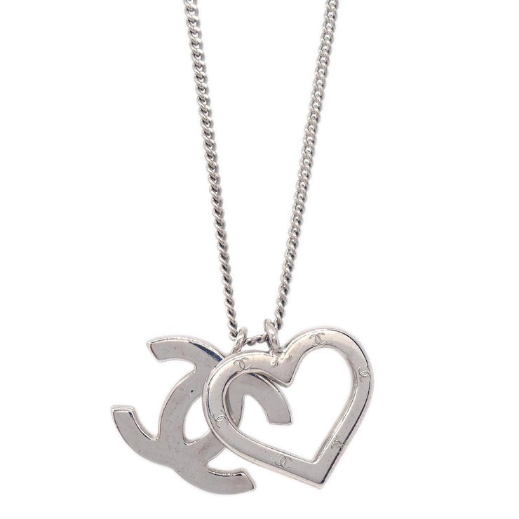 Chanel Heart Silver Chain Necklace 04P