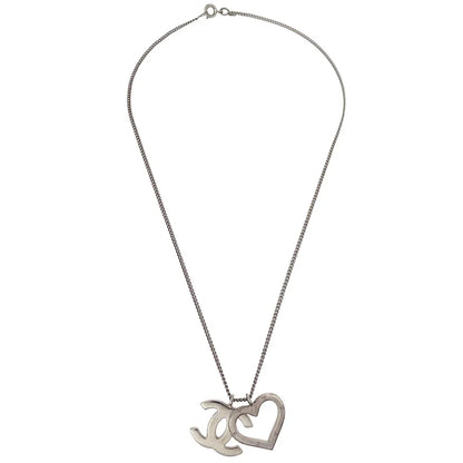 Chanel Heart Silver Chain Necklace 04P