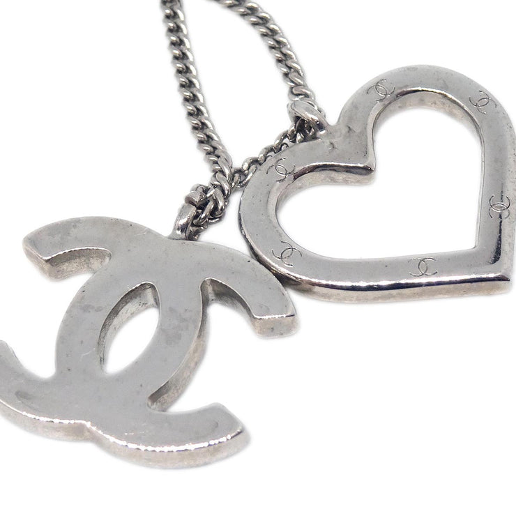 Chanel Heart Silver Chain Necklace 04P