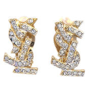 Yves Saint Laurent Gold Earrings Clip-On Rhinestone