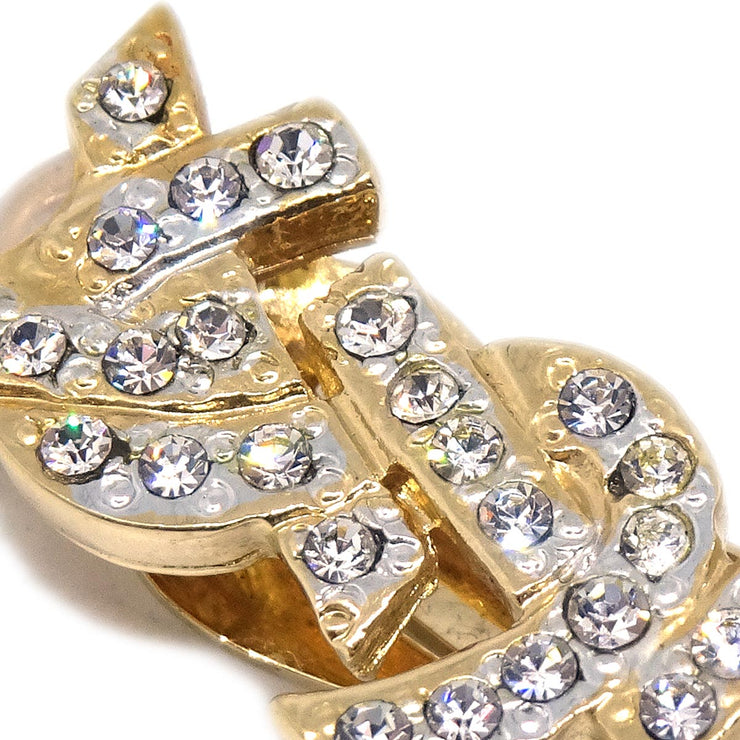 Yves Saint Laurent Gold Earrings Clip-On Rhinestone