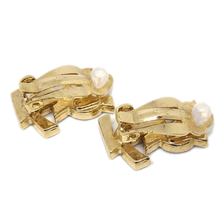Yves Saint Laurent Gold Earrings Clip-On Rhinestone