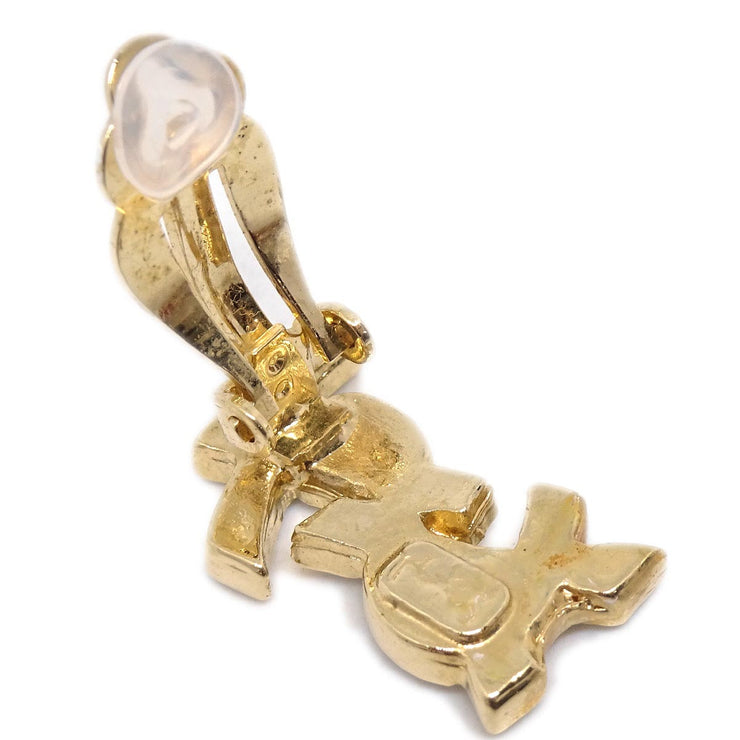 Yves Saint Laurent Gold Earrings Clip-On Rhinestone