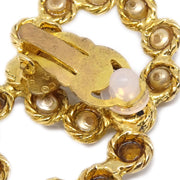 Chanel Gold CC Earrings Clip-On Rhinestone Costume Pearl 28