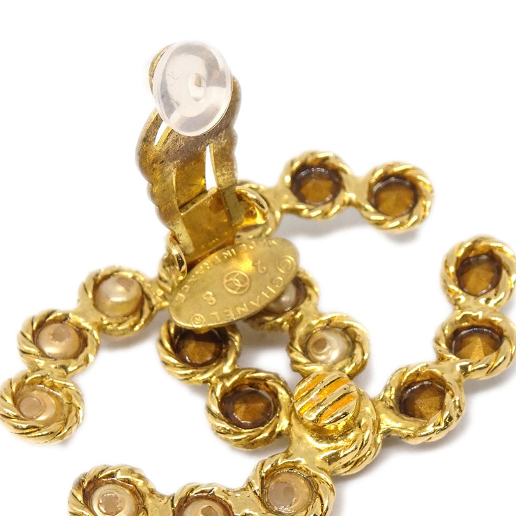 Chanel Gold CC Earrings Clip-On Rhinestone Costume Pearl 28