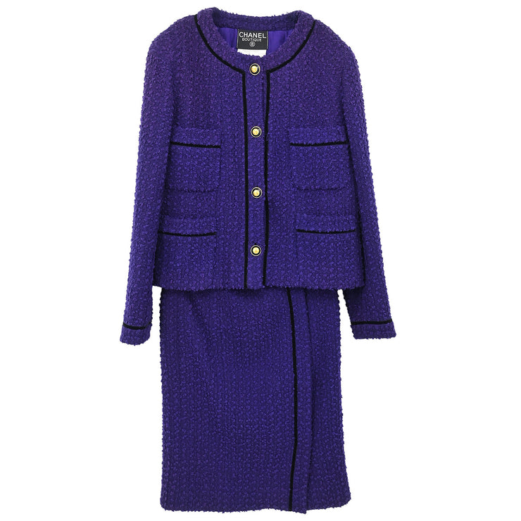 Chanel 1993 Setup Suit Jacket Skirt Purple #38