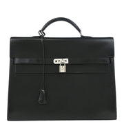 Hermes 2007 Black Box Calf Kelly Depeche 34 Business Handbag