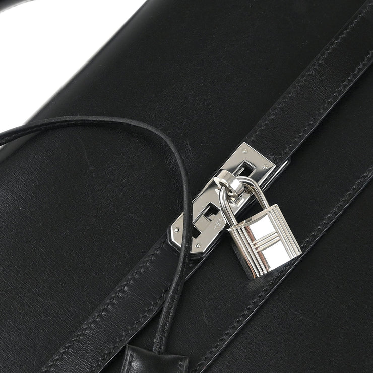 Hermes 2007 Black Box Calf Kelly Depeche 34 Business Handbag