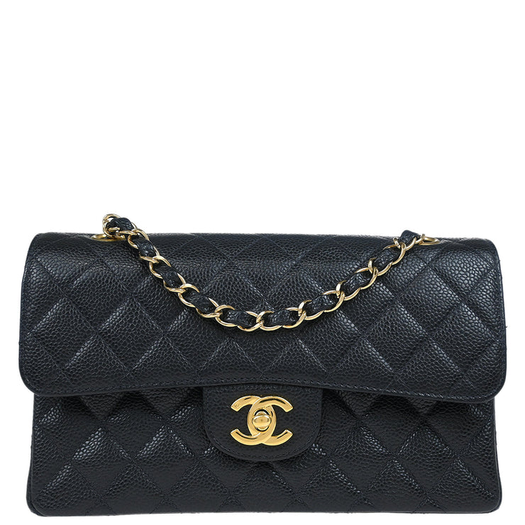 Chanel Black Caviar Small Classic Double Flap Shoulder Bag