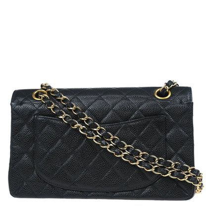 Chanel 2001-2003 Black Caviar Small Classic Double Flap Shoulder Bag