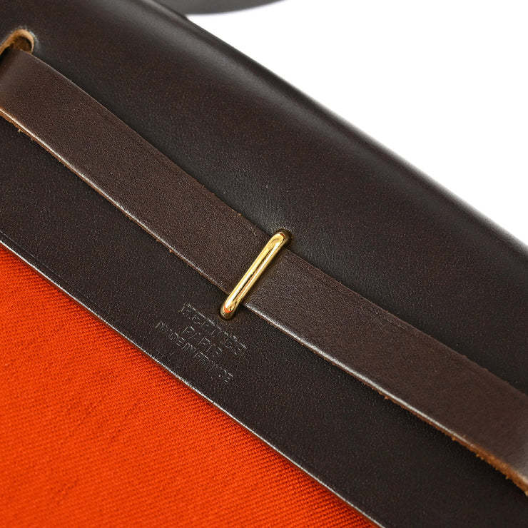 Hermes Orange Red Toile Officier Herbag TPM 2 in 1 Shoulder Bag