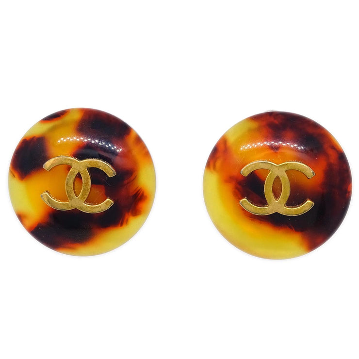 Chanel Brown Button Earrings Clip-On 97P
