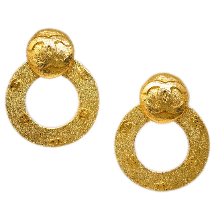 Chanel Dangle Hoop Earrings Clip-On Gold 29/2910