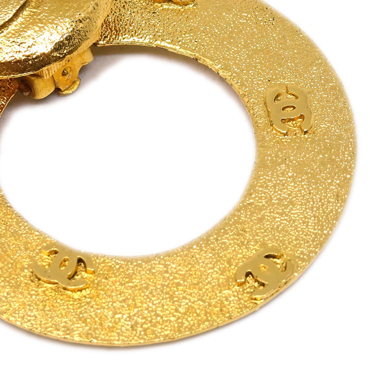 Chanel Dangle Hoop Earrings Clip-On Gold 29/2910