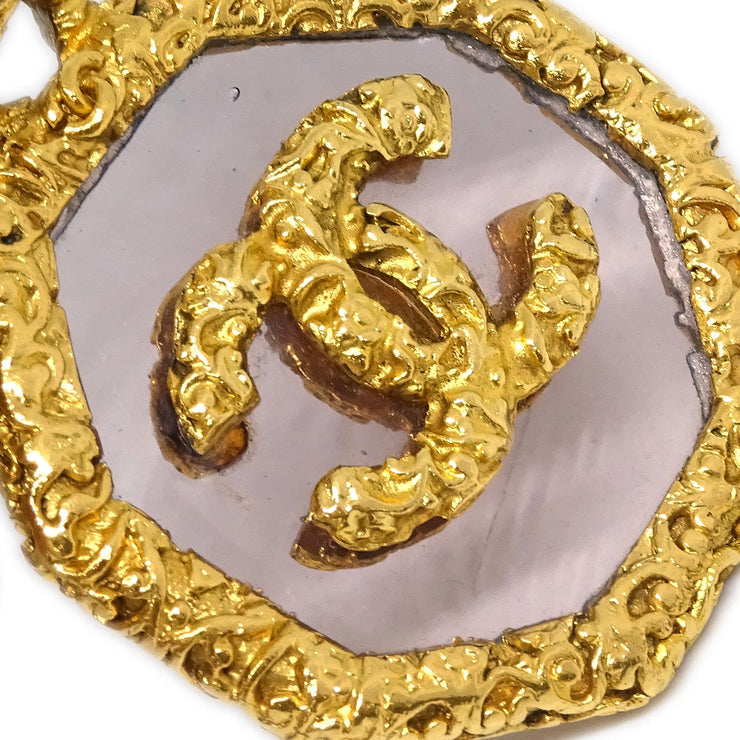 Chanel Chain Pendant Octagon Loupe Necklace Gold 93A