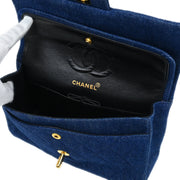 Chanel 1989-1991 Indigo Denim Small Classic Double Flap Shoulder Bag