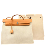 Hermes 2003 Natural Toile H Herbag MM 2 in 1 2way Shoulder Handbag