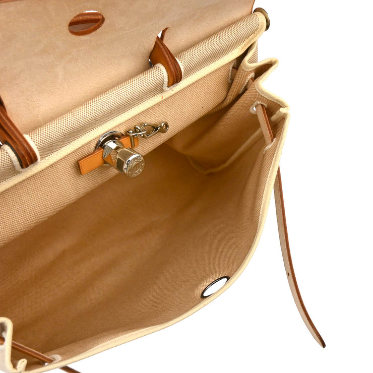 Hermes 2003 Natural Toile H Herbag MM 2 in 1 2way Shoulder Handbag