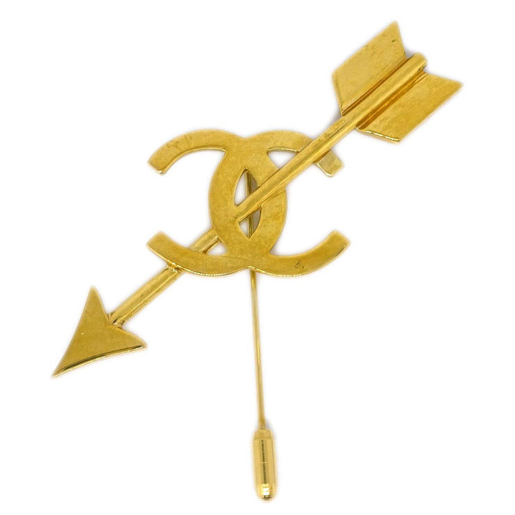 Chanel CC Bow And Arrow Brooch Pin Gold 28