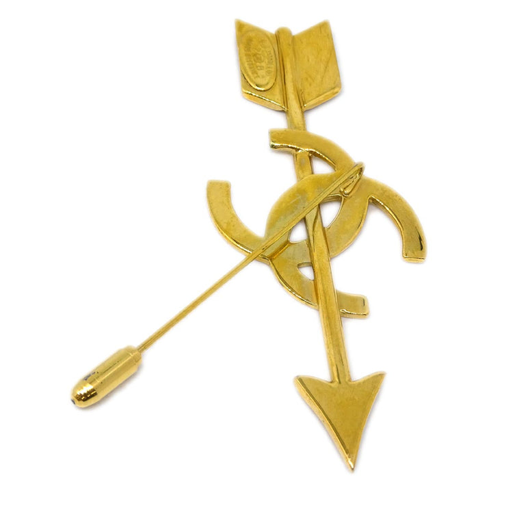 Chanel CC Bow And Arrow Brooch Pin Gold 28