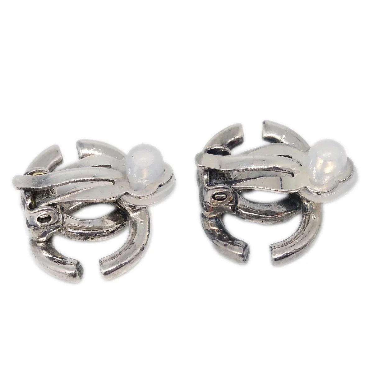 Chanel CC Earrings Clip-On Silver 01A