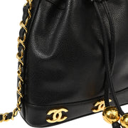 Chanel Black Caviar Triple CC Drawstring Shoulder Bag