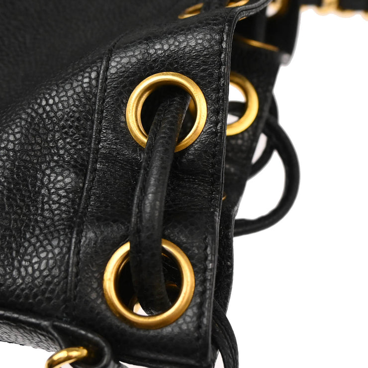 Chanel Black Caviar Triple CC Drawstring Shoulder Bag