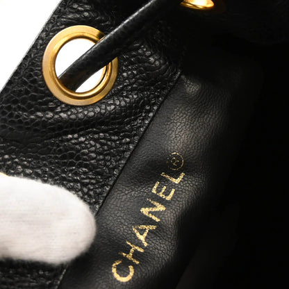 Chanel Black Caviar Triple CC Drawstring Shoulder Bag