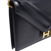 Hermes 1988 Blue Navy Box Calf Lydie 2way Clutch Shoulder Bag