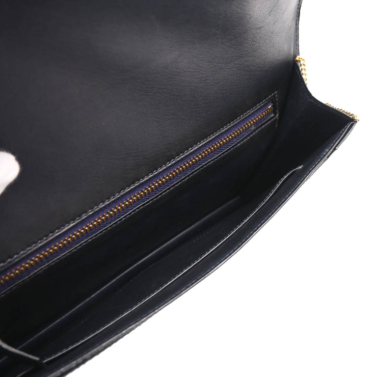 Hermes 1988 Blue Navy Box Calf Lydie 2way Clutch Shoulder Bag