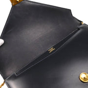 Hermes 1988 Blue Navy Box Calf Lydie 2way Clutch Shoulder Bag