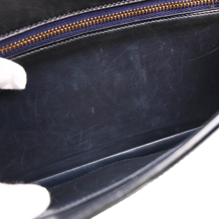 Hermes 1988 Blue Navy Box Calf Lydie 2way Clutch Shoulder Bag