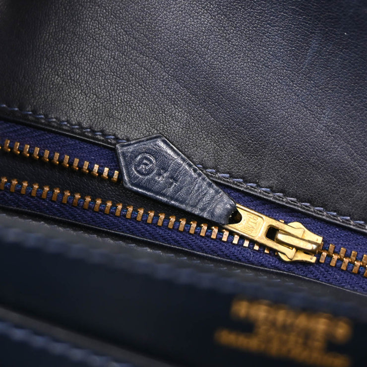 Hermes 1988 Blue Navy Box Calf Lydie 2way Clutch Shoulder Bag
