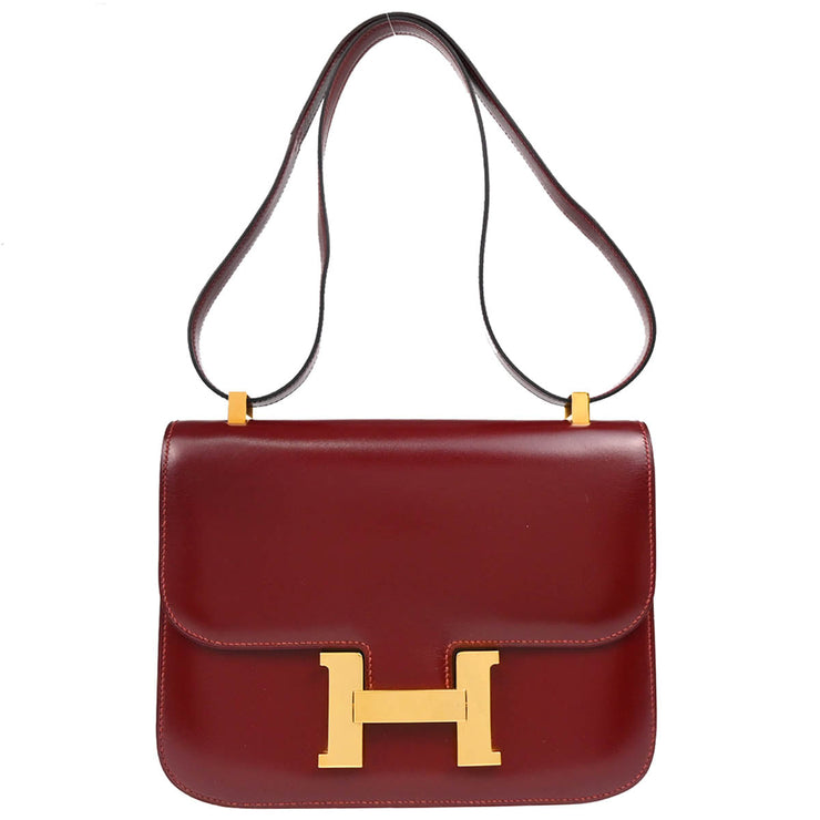 Hermes Rouge H Box Calf Constance 23 Shoulder Bag