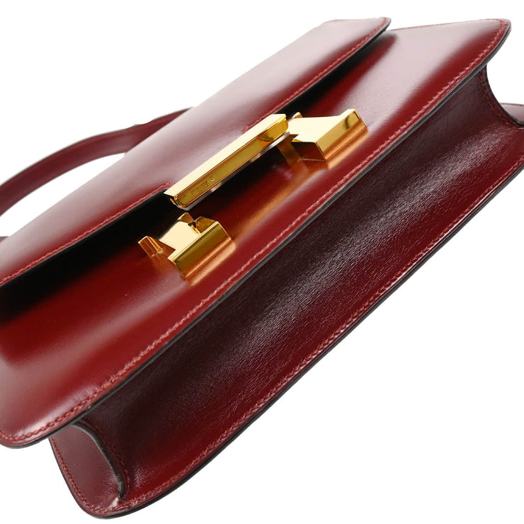 Hermes Rouge H Box Calf Constance 23 Shoulder Bag