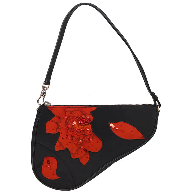 Christian Dior 2002 Black Canvas Saddle Handbag