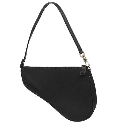 Christian Dior 2002 Black Canvas Saddle Handbag