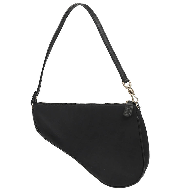 Christian Dior 2002 Black Canvas Saddle Handbag