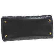 Christian Dior 2002 Black Lambskin Medium Lady Dior Cannage 2way Shoulder Handbag