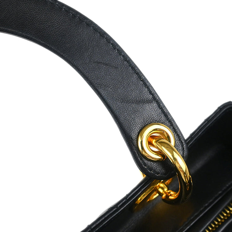 Christian Dior 2002 Black Lambskin Medium Lady Dior Cannage 2way Shoulder Handbag
