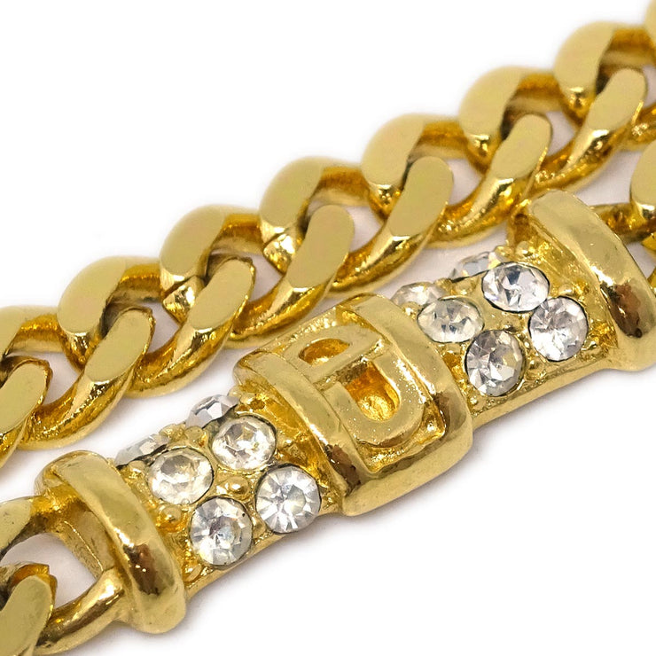Christian Dior Bracelet Gold Rhinestone