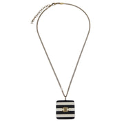 Chanel Silver Black Square Necklace Pendant 06A