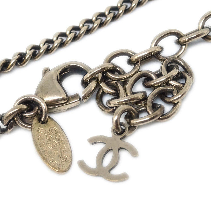 Chanel Silver Black Square Necklace Pendant 06A