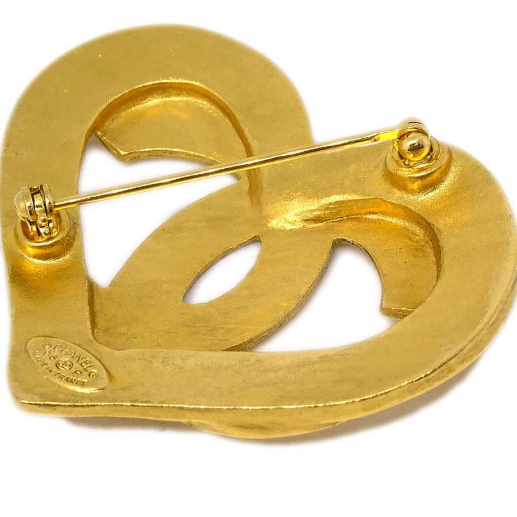 Chanel Heart Brooch Pin Gold 96P