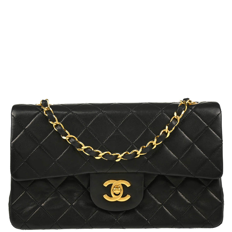 Chanel Black Lambskin Small Classic Double Flap Shoulder Bag