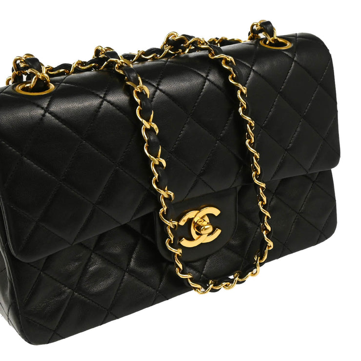 Chanel Black Lambskin Small Classic Double Flap Shoulder Bag