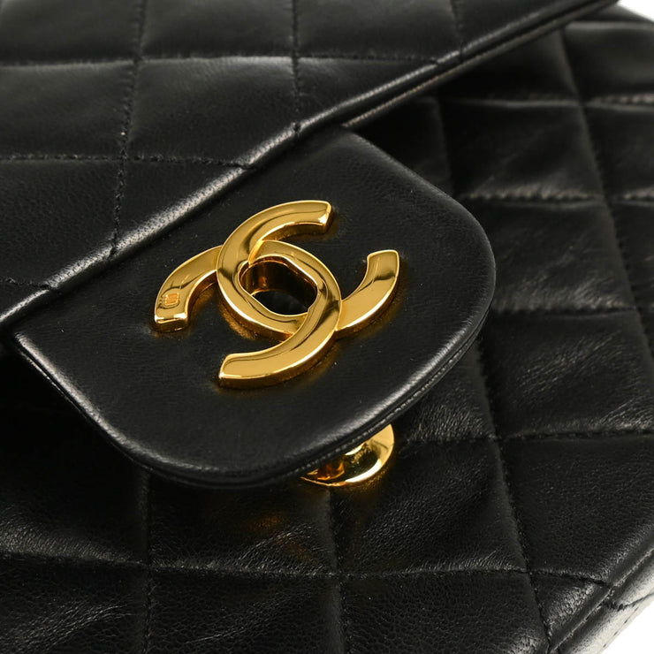 Chanel Black Lambskin Small Classic Double Flap Shoulder Bag
