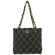 Chanel 2004-2005 Gray Felt Wild Stitch Tote Handbag
