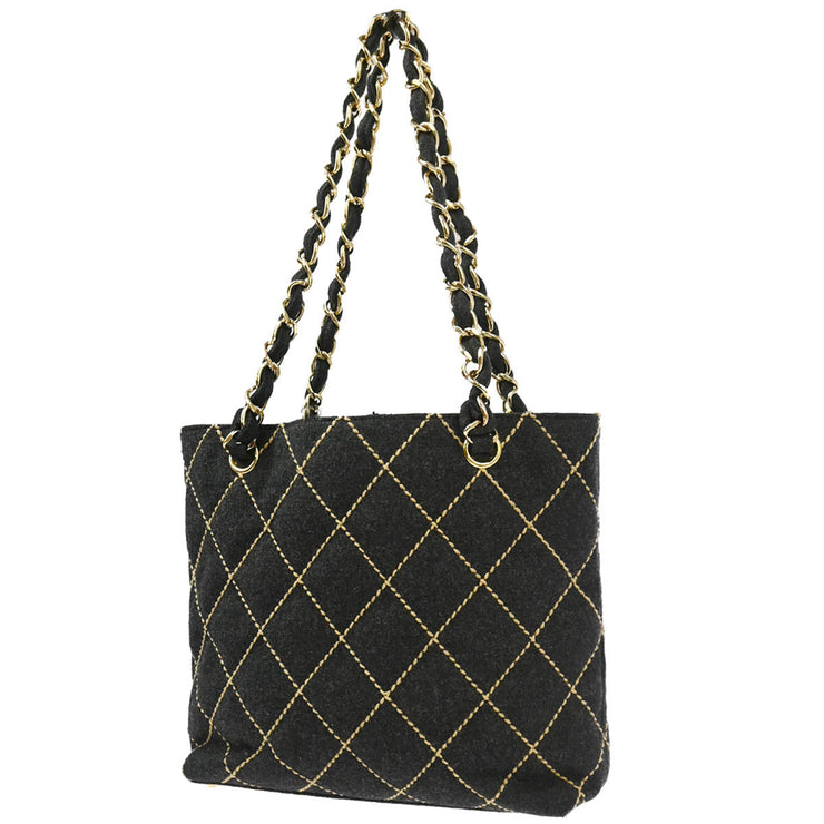 Chanel 2004-2005 Gray Felt Wild Stitch Tote Handbag
